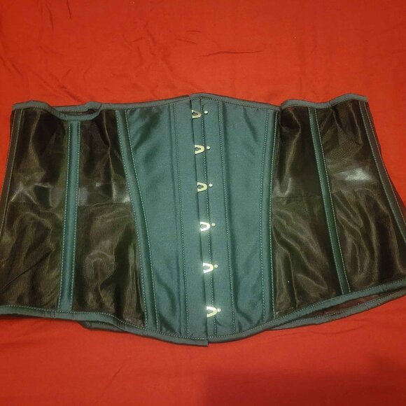 CorsetStory Green Taffeta and Mesh Underbust Corset - Picture 1 of 7